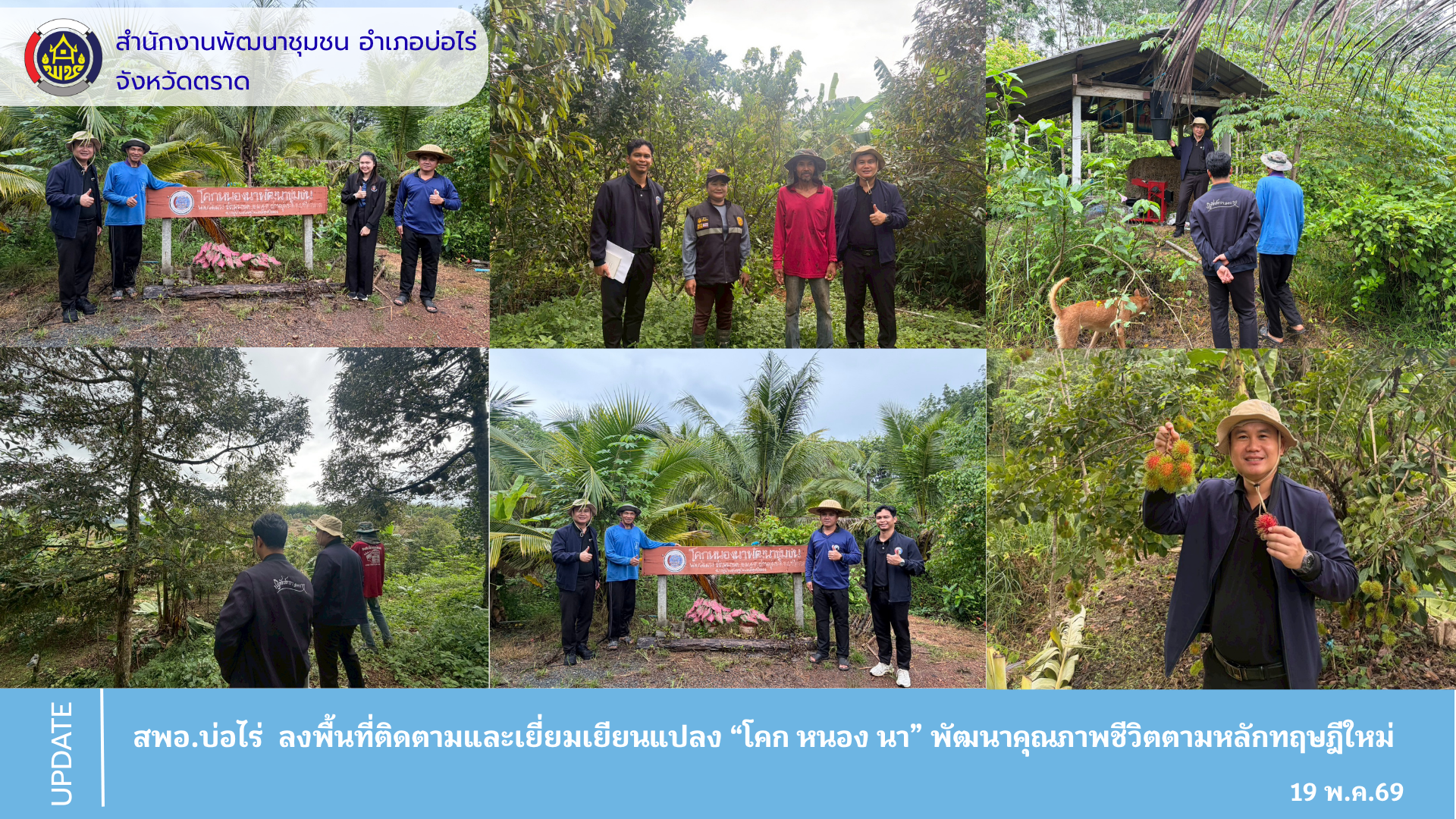 สพอ.บ่อไร่ ลงพื้นที่ติดตามและเยี่ยมเยียนแปลง “โคก หนอง นา” พัฒนาคุณภาพชีวิตตามหลักทฤษฎีใหม่ 